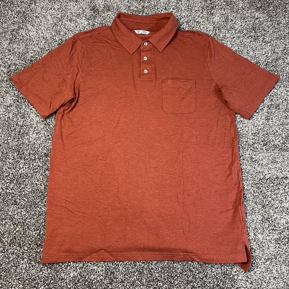 Duck Camp Polo Shirt Mens Size M Red Bamboo Pocket Outdoor Casual Stretch Used